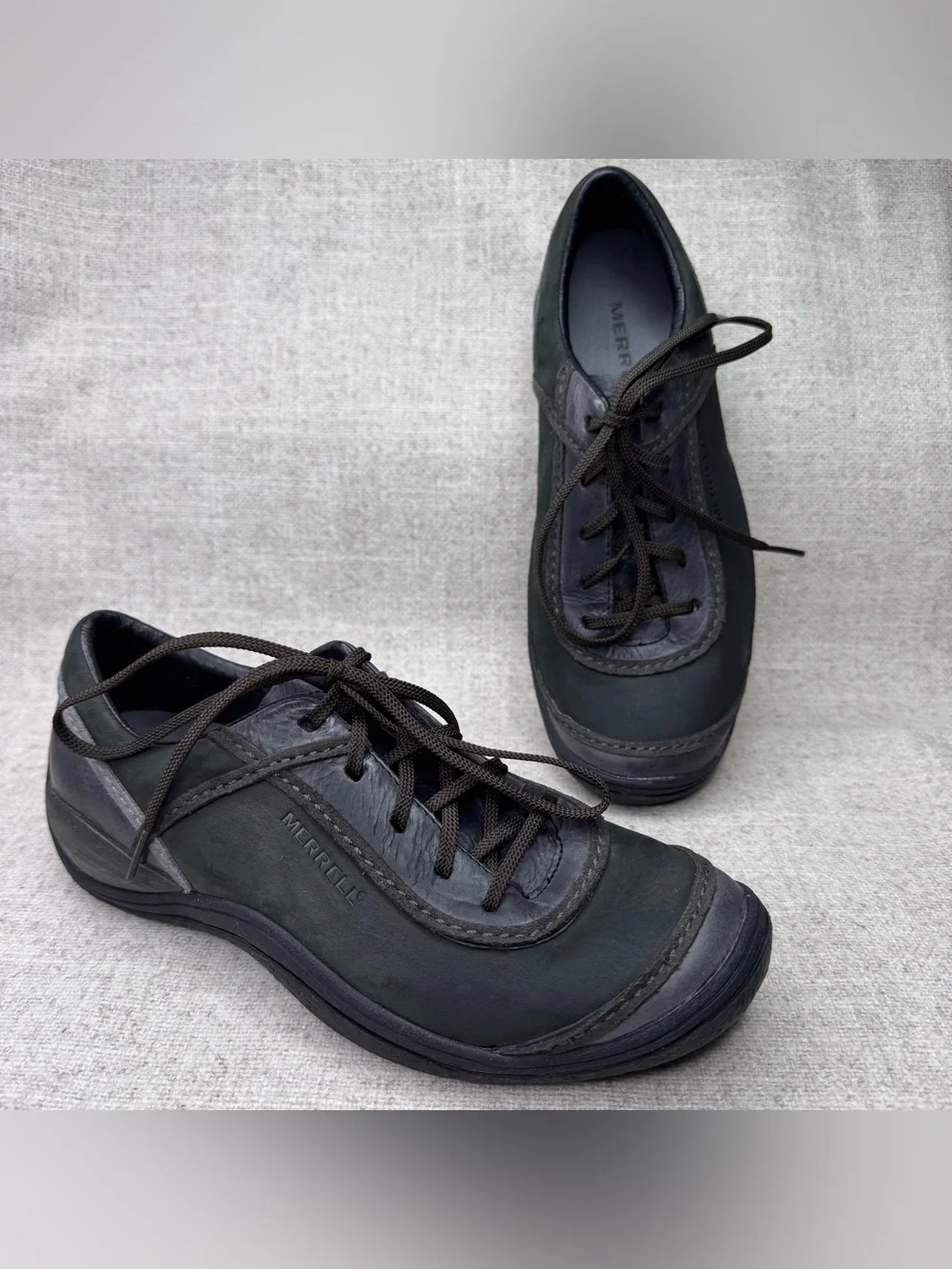 Merrell Cypress Women's Lace-Up Sneakers Sz 7 black gray leather comfort shoes